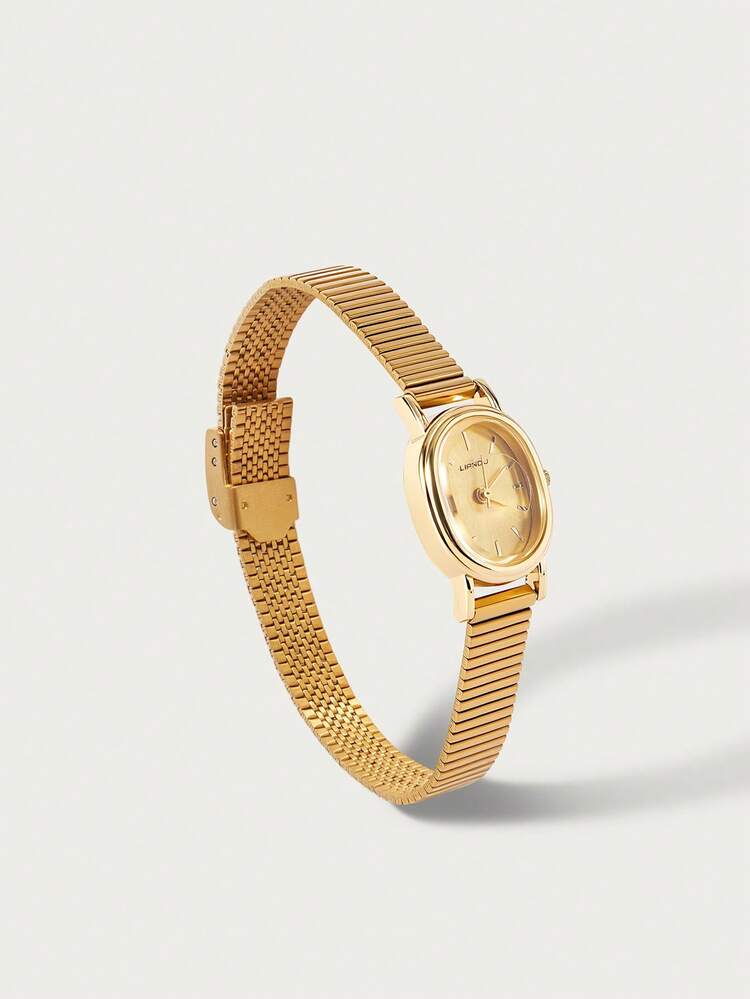 Glisma 1 Pc Of New Fashion Bracelet Women's Watch Retro Luxury Fashion Simple Elegant Light Luxury Elegant Versatile Watch Women's Quartz Watch Perfect For Everyday Wear, Birthday Gifts, Parties, Holiday Gatherings, And As The Ideal Gift For Yourself Or Friends - Gold - View 4