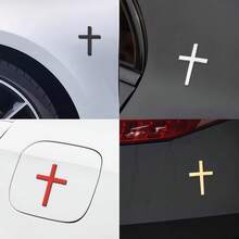 1pc 3D Metal Cross Car Sticker, Suitable For Rear Decoration, Scratch Protection, 3D Cross Car Decal - Durable Metal Tail Identification Decoration, Applicable To Cars, Motorcycles And Electric Vehicles - Universal Size Rear Tail Identification Sticker, Enhancing Visibility And Style, Vehicle Personalization, Smooth Metal Surface / 1pc Chrome Plating Decal Sticker, Zinc Alloy - Suitable For Cars, Motorcycles, SUVs, Refrigerators, Laptops - Fit For All Vehicle Types, Refrigerator Decoration | Polished Cross Design | Shiny Surface - A - View 8