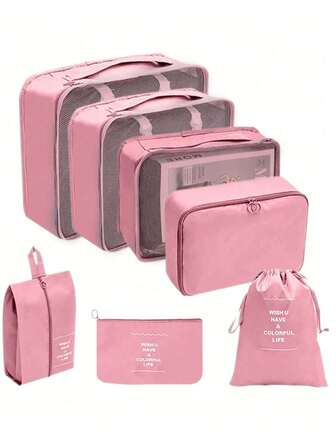 7/1pc Large Capacity Travel Organizer Bags, Multi-Purpose Sorting Storage Bags For Clothes And Personal Care Items, Super Organizing Power, Space Saving, Dust-Proof Storage Bags, Lightweight Travel Packing Cubes, Easy To Pack And Carry