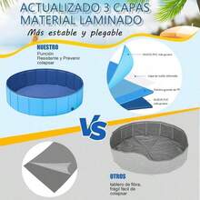 Bañera para Perro Piscina para Perros Alberca Plegable Portátiles PVC Antideslizante y Resistente al Desgaste para Perros Pequeños Medianos y Grandes Gatos y Niños 32" Azul - Azul - Ver 5