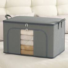 1pc Grey Clothes Storage Bag, Blanket Storage Bag, Multipurpose Storage Bag, Dual Zipper Waterproof Moisture-Proof, Suitable For Home Storage Of Quilts, Blankets, Clothes, Large Capacity Foldable Storage Bag, Decorations, Holiday Decorations, Room Decorations, Home Decor, Bedroom Decor, Dresses, Pants, Shoes, Jeans, Boots, Skirts, Bedroom, Storage Bag, Home Storage, White T-Shirts, Black Pants, Women's Winter Clothing, Dresses