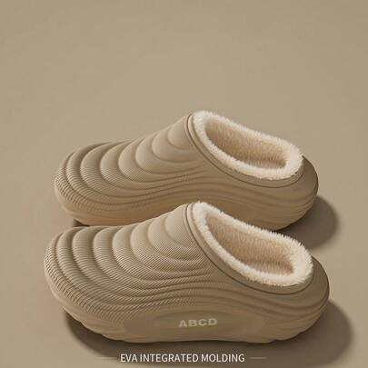 2025 Nuevas pantuflas térmicas para hombres con talón, pantuflas de pareja cómodas, impermeables y antideslizantes para interiores que se pueden usar en exteriores