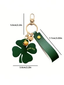 1pc Lucky Four-Leaf Clover Keychain With Bell Pendant - Lucky Charm, Suitable For Bags, Backpacks, Wallets - Irish Symbol - Multicolor - View 4