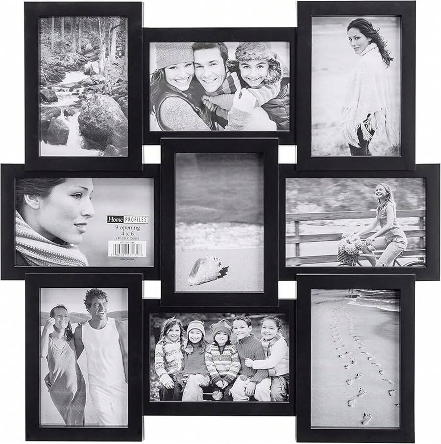 Picture Frame Malden 4x6 9-Opening Collage Picture Frame - Displays Nine 4x6 Pictures - Black - màu đen - Xem 1