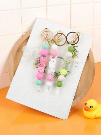 1ชิ้น พวงกุญแจน่ารักประดับลูกปัดอะคริลิคซิลิโคนรูปสัตว์ 3D, จี้ห้อยกระเป๋า, พวงกุญแจ, พวงกุญแจรถยนต์, ของขวัญสำหรับเพื่อน, ครอบครัว, วันเกิด