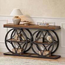 Tribesigns Side Table For Living Room, Narrow Small End Table With 3-Tier Storage, Industrial Bedside Nightstand With Metal Frame, Rustic Brown - Brown - View 9