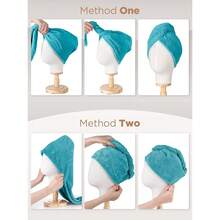 Microfiber Hair Towel, Hair Towel Wrap Turbans ,Hair Drying Towel Wrap Hair Accessories Navy,Aqua Green,3Packs,Navy,Plum - Plum - 查看 7