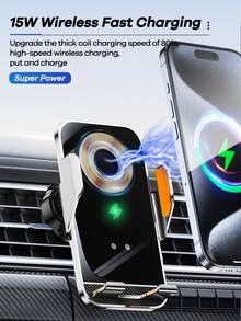 REMAX 15W Fast Charging Car Phone Holder With Cool RGB Lighting, Auto-Clamping And 90° Rotation, Universal Car Accessory, Travel Essential, Fits Type-C Charging Compatible With Apple/Android Phones - C8 - View 4