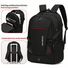 男士商务笔记本电脑包、学生背包、大容量旅行包 - 黑色 - 查看 9