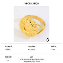 21k Gold-Plated Luxury Dubai Ring, Saudi Elegant Wedding Ring, Oman Islamic Women Party Jewelry - Coin Ring - View 35