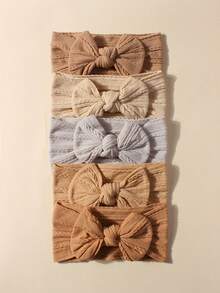5PCS Summer Candy Color Nylon Bow Baby Headbands, Soft Skin-Friendly Cute Princess Hair Accessories, Suitable For Daily Use In All Seasons - 彩色 - 查看 4