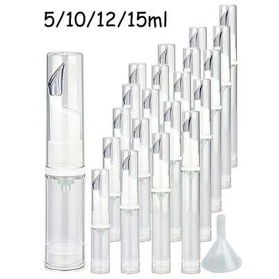 纤细真空管瓶 | 旅行可重复灌装防漏泵瓶套装，适用于护肤品、精华液、粉底液、乳液、保湿霜和化妆品 | 便携式迷你泵式眼霜瓶，透明液体分配器 | 非常适合假日旅行、度假洗漱、健身、化妆包、飞机随身行李、商务旅行 | 送给女性、青少年、闺蜜的美容礼品