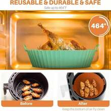 1个圆形空气炸锅硅胶烤盘垫，可重复使用，适用于空气炸锅、烤箱、户外烧烤等，食品烘焙硅胶配件，易于清洁，可重复使用，防油耐高温不粘烤垫 - 彩色 - 查看 5