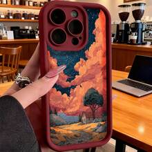 Funda de teléfono de moda, compatible con varios modelos de ,  y , diseño de casa en el árbol con paisaje de fantasía, puesta de sol y cielo para modelos de ,  y , protector de teléfono, funda de pareja, regalo para él o ella, regalo de San Valentín o cumpleaños, este es un regalo popular para amigos o socios, adecuado para ocasiones de negocios. Duradera, resistente a las manchas y a las huellas dactilares, esta nueva funda para teléfono de hombres y mujeres es un gran regalo. - Burdeos - Ver 7