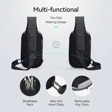 Sling Backpack Men, Sleek Aesthetic Sling Bag With Hard Shell Design And USB Charging Port, Waterproof Shoulder Bag For Traveling, Sporting, Cycling, Daily - Grey - View 6