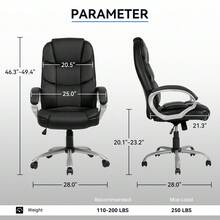 Office Chair Ergonomic High-Back Executive Desk Chair With Adjustable Swivel - Black - View 8