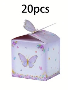 20 Stücke rosa Schmetterling-Stil Mini Geschenkboxen, Blumen, Krone, Schmetterling Muster, Baby Shower, Geburtstag, Hochzeitsfeier, Feiertage, Schulanfang, Bridal-Shower, Geschlechtsoffenbarung, Papier Geschenkverpackung - Schmetterling Dekor Geschenkboxen für besondere Anlässe - Verschiedenfarbig - Übersicht 11