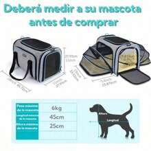 Bolsa Transporte Transpirable para Gatos y Perros Transportín de Plegable y Expandible para Mascotas Transportín para Mascotas con Alfombrilla de Forro Polar y Diseño de 4 Ventanas - Gris - Ver 5