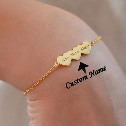 1 pieza Pulsera con múltiples nombres, pulsera personalizada con corazón y nombre, pulsera con apellido familiar, pulsera con corazón y nombre para niños, regalos personalizados, regalo para mamá, regalo del Día de San Valentín
