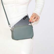 PU Leather Women's Elegant, Retro, Exquisite And Simple Small Square Bag, Which Can Be Crossbody Or Single-Shouldered, With An Adjustable And Detachable Shoulder Strap, A Multi-Compartment Double-Zipper Bag. It Is Classic, Casual, Simple And Elegant, Suitable For Various Occasions Such As Shopping, Going To Work, Going To School, Traveling And Going Out. - 綠色 - 查看 4
