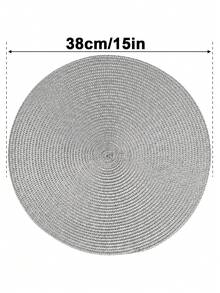 4/6pcs Handwoven Gray PP Round Placemats, Heat-Resistant Coasters, Decorative Mats, Best Selling, Multiple Colors Available, Suitable For Birthday, Christmas, Housewarming, Celebration, Holiday Party, Family Gathering, Etc. (38cm Size For Large Tables, 30cm Size For Small Tables, Also 12cm Cute Coasters Available) - Light Grey - View 11