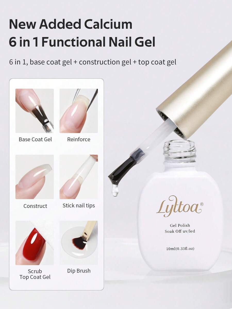 LYTTOA 10ML Six-In-One Multi-Functional ConstructionSuper Top Coat And Base Gel Nail Polish For Gel Polish Semi-Permanent Varnish Rubber Top Coat 10ml Nail Supplies Nails - Multicolor - View 1