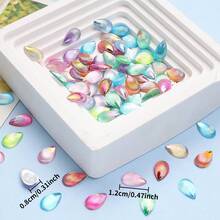 100颗12x8毫米亚克力AB白色水滴珠，适用于发夹、鞋饰和珠宝制作，珠宝制作材料，鞋子装饰珠，工艺珠 - 彩色 - 查看 4