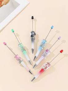 Set Of 6 Multicolor DIY Rhinestone Beaded Pens, Adorned With Cupid, Rose, And Moon Elements. A Valentine's Day Limited Edition, Perfect For Making Couple Gifts, Best Friend Keepsakes, Or Ideal Presents For Women. - Multicolor - View 8