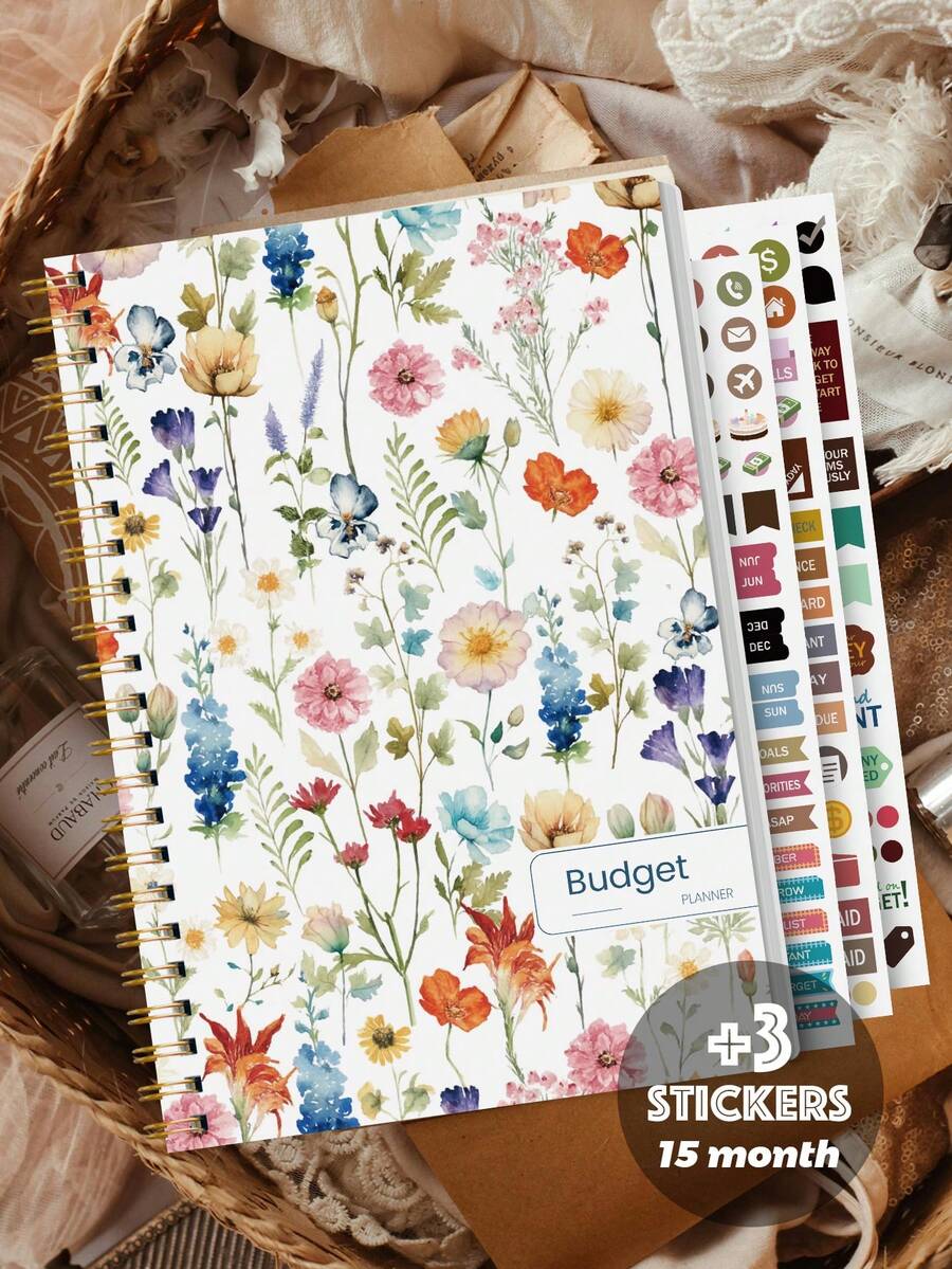 1本月度预算计划笔记本，112页，简易版ADHD预算计划本，包含储蓄和债务追踪、支出图表视图和透明口袋，方便储蓄，办公学习用品，男女皆宜的礼物