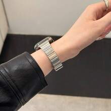 1pc Asymmetric Metal Watch Band, Compatible With Apple Watch 42mm, 38mm, 40mm, 41mm, 44mm, 45mm, 46mm, 49mm Diameter, Fashionable Smart Watch Replacement Strap, Suitable For Series Ultra2, Ultra SE2, SE 11, 10, 9, 8, 7, 6, 5, 4, 3, 2, 1, Unisex - Silver - View 5