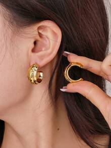 3/9 Pairs European & American Latest Fashion Bowknot, 5-Petal Flower Earring Set, Gold-Plated Women's Earrings, Teardrop/C-Shaped Hoop Earrings, Gift For Family/Friends And Her - Yellow Gold - View 7