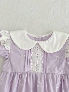 Mädchen Kleid Sommer Neu Schmetterling Stickerei Kinder Kleid Süße Prinzessin Kleid für kleine Mädchen - Mauve - Übersicht 4