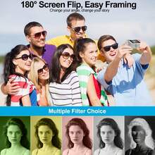 Auto Focus 48MP 4K Face Detection 2.4-Inch Flip Over Display Screen, Button Control, Equipped With 32GB Memory Card, Suitable For Teenagers And Beginners - 白色 - 查看 4