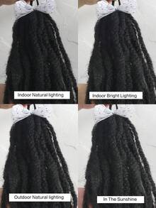 1pc Synthetic Black Hair With Yarn Bow For Kids Faux Braid Wigs Braiding Hair Afro Kinky Crochet Hair Extensions With Rubber Bands Heat Resistant - Natural Black - View 8