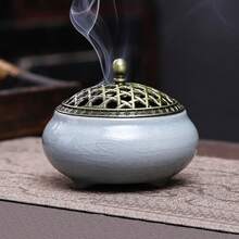 1 buah Pembakar Dupa Keramik Bertekstur Bergaya Vintage, Diffuser Aroma Gaya Cina untuk Dekorasi Rumah, Tempat Dupa Kerucut dengan Glasir Retak, Hadiah Premium untuk Festival & Rumah - MultiWarna - View 11