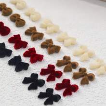 150Pcs Valentine's Velvet Red Bow Nail Charms Wine Red Brown Black White Mixed Style Bow Tie Nail Rhinestones Velvet Bowknots Nail Gems And Jewelry Kawaii Charms For Women Nail Supplies Accessories,Black - Black - 查看 6