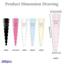 200pcs Valentine's Day Flower Bouquet Packaging Bags, Floral Wrapping Bags, Mermaid Shaped Transparent Packaging Bags, English Letter Pattern Packaging Bags, Love Expression Packaging Bags, Flower Shop Holiday Party Flower Bags - Multicolor - View 19