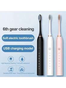 Advanced Oral Health Kit: Rechargeable Electric Toothbrush + Multiple Brush Heads + USB Cable - Complete 2-In-1 Set - Multicolor - View 2