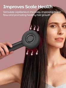 1pc Multi-Function Massage Comb, Electric Massage Brush, Home Scalp Stimulator, Red Light Anti-Hair Loss Hair Brush - Deep Scalp Massage, 3 Modes, Personal Care Device, Gift For Lover, Birthday Gift, Halloween Gift - Multicolor - View 3