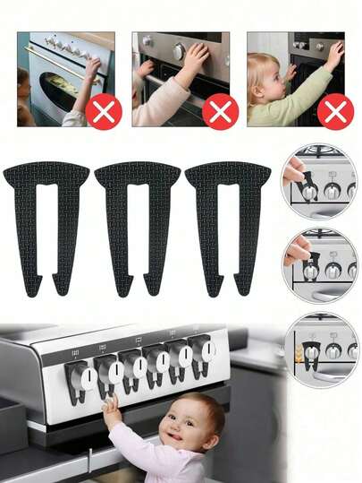 3pcs/1pc - 8.2cm Child Safety Gas Stove Knob Lock, Gas Stove Knob Lock And Oven Knob Lock, Baby Safety Protection, Stove And Oven Guard With Child Safety Knob Lock, Protect Children And Pets, Prevent Accidental Startup (Black)