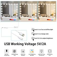 80x60cm 17 LED 灯泡化妆镜化妆镜照明 3 色化妆镜梳妆镜带 14/17 灯可调光灯泡返校 - 白色 - 查看 10
