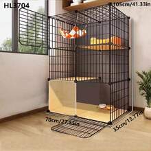 2-Tier Cat Cage, Indoor Cat House With Large Space, Cat Condo Furniture - Multicolor - View 2