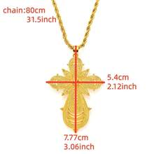 1 pieza Collar con colgante de cruz minimalista clásica hueca, longitud de cadena de 80 cm, colgante con elemento de cruz, collar de uso diario para mujeres, adecuado para árabe, reunión diaria, fiesta de cumpleaños, regalo de joyería de festival - Amarillo Oro - Ver 4