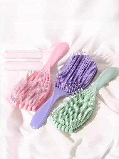 1 pieza Cepillo de pelo de concha grande y curvo, cepillo multifuncional de alta elasticidad, suave y desenredante para masaje, kit de peinado, kit de herramientas para el cabello para peluquería, salón, hogar, viaje, productos para el cabello, cuidado del cabello, accesorios para el cabello