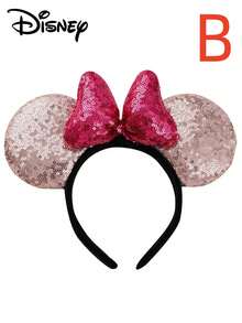 Disney 1个迪士尼米奇米妮亮片蝴蝶结发箍，卡通米妮3D亮片蝴蝶结加厚发箍，圣诞节/万圣节/生日礼物 - 黑色 - 查看 13