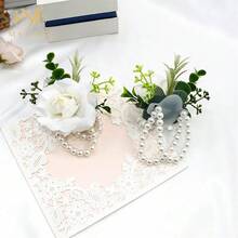 Meldel White Rose Wrist Corsage, Pack Of 2 PCS Wedding Bridal Wrist Flower Corsage Hand Flower Artificial Silk Rose Decor For Prom Party Wedding,2WristCosagesWhite - 2個白色腕花 - 查看 3
