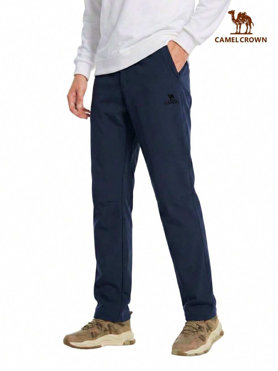 CAMEL CROWN Men's Soft Shell Fleece Lined Casual Sweatpants, Warm, Windproof, Waterproof, Anti-Static, Suitable For Autumn/Winter - Dark Blue - View 1