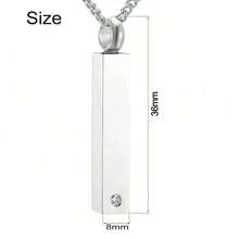 Customized Stainless Steel Vertical Cubic Bar Shaped Cremation Urn Pendant Necklace, Memorial Keepsake, Hypoallergenic - Multicolor - View 3