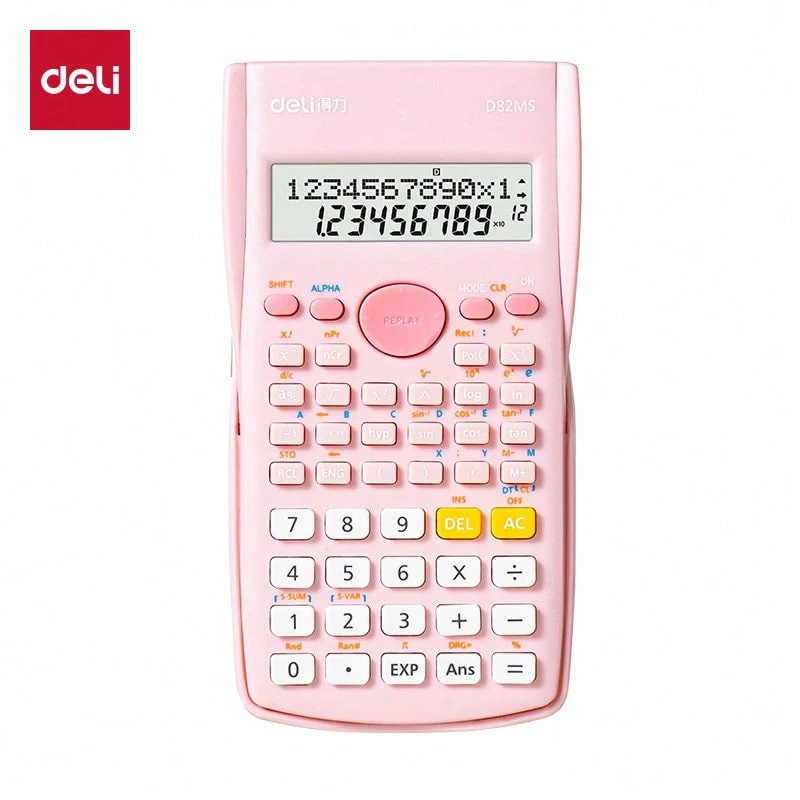 DELI The D82MS Calculator Features Durable And Sensitive Keys, Power-Saving And Long-Lasting Battery Life, Rich Calculation Functions, And A Large Dual-Line Display.