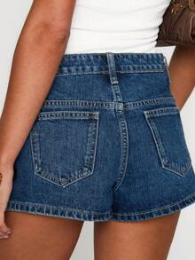 Women's Solid Color Summer Stylish Mid Rise Mini Denim Shorts With Pockets Party Club Streetwear Going Out Outfits - Rửa nhẹ - Xem 9